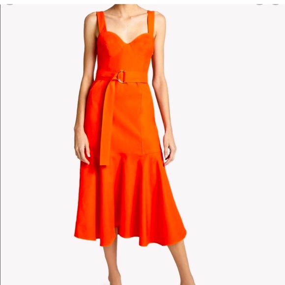 Orange A.L.C. Sabrina Linen Blend Bustier Midi Dress🧡 - Picture 4 of 13